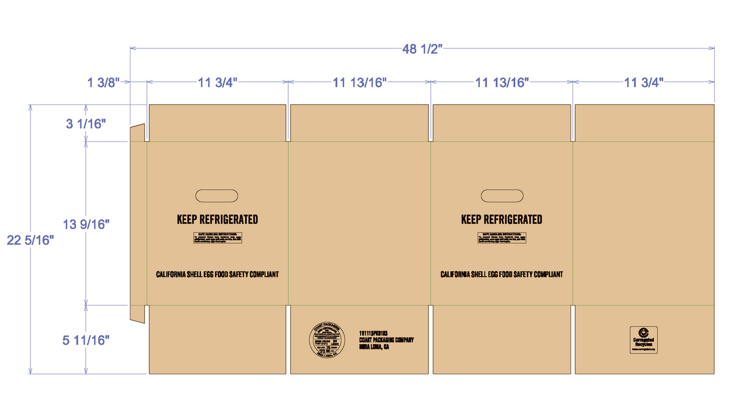 Half case egg carton box open top